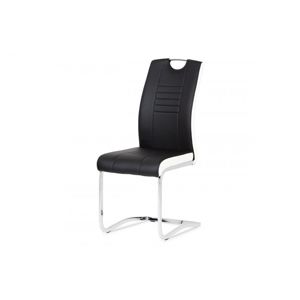 AUTRONIC DCL-406 BK jedálenská stolička, koženka čierna / biele boky, chróm